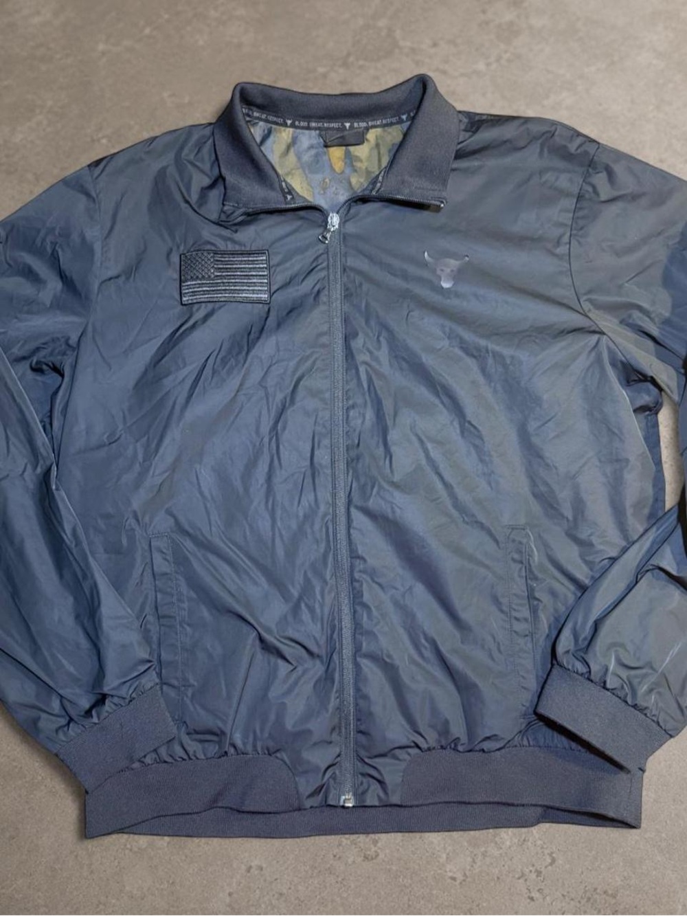 Rare Under Armour Project Rock Veterans Day Bomber Jacket Men’s XL USA